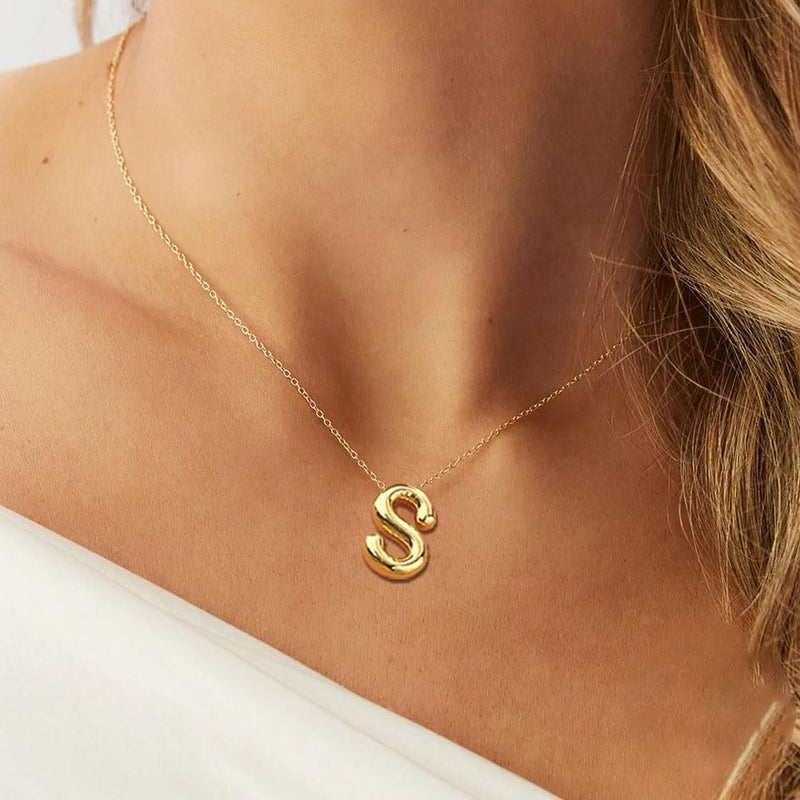 MTINEAPS Store Gold Initial Necklaces Gifts for Teen Girls Women, Teen Girl Gift Trendy Bubble Letter Pendant Necklace Jewelry Personalized Birthday Gifts for Girls Teens Women - Image 3